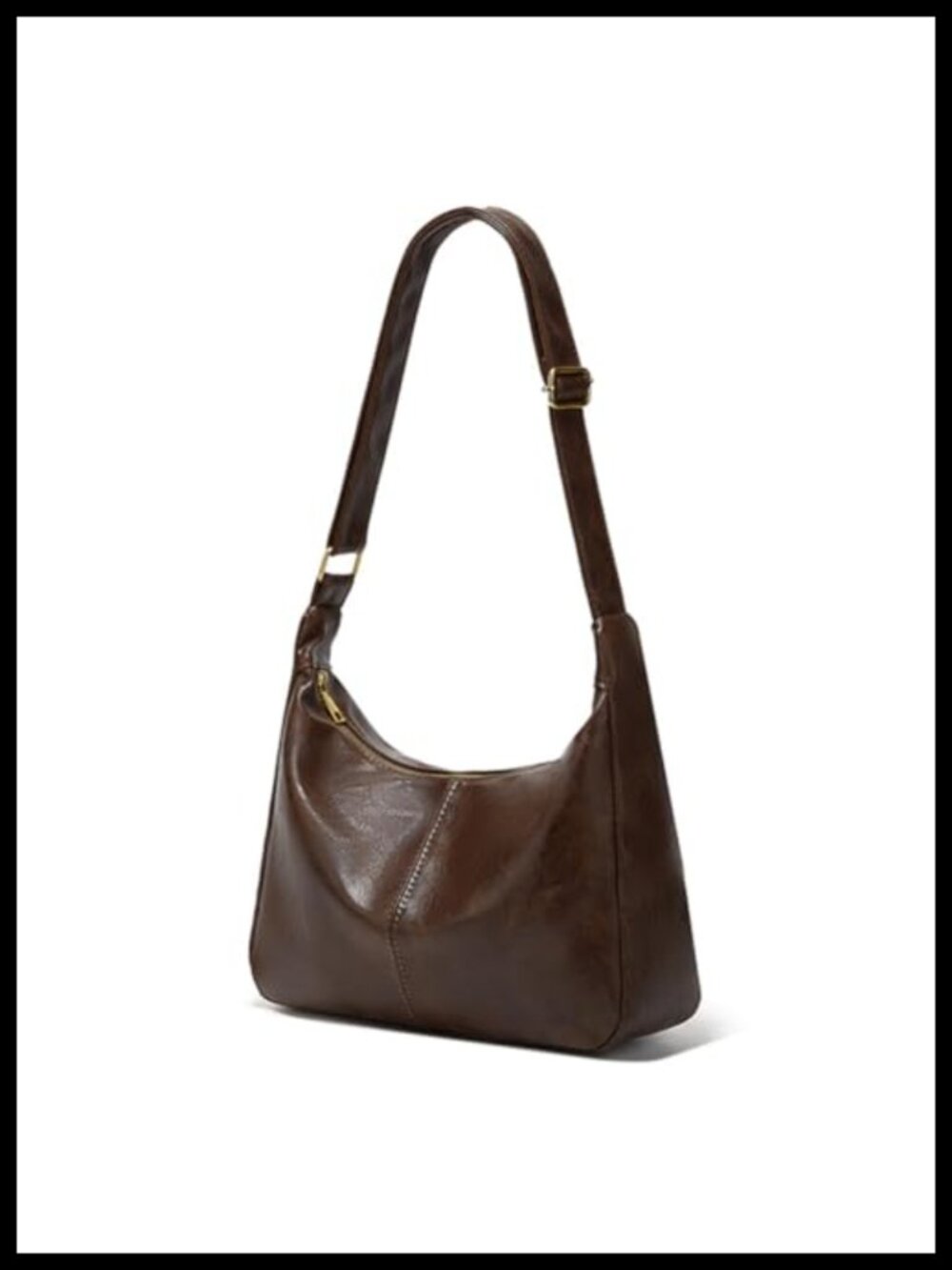 PU Leather Slouchy Hobo Shoulder Bag Everyday Crossbody Purse